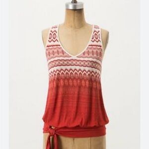 Anthropologie Deletta Rust Red & Cream Boho Patterned Tank Top- Size S
